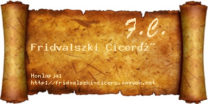 Fridvalszki Ciceró névjegykártya